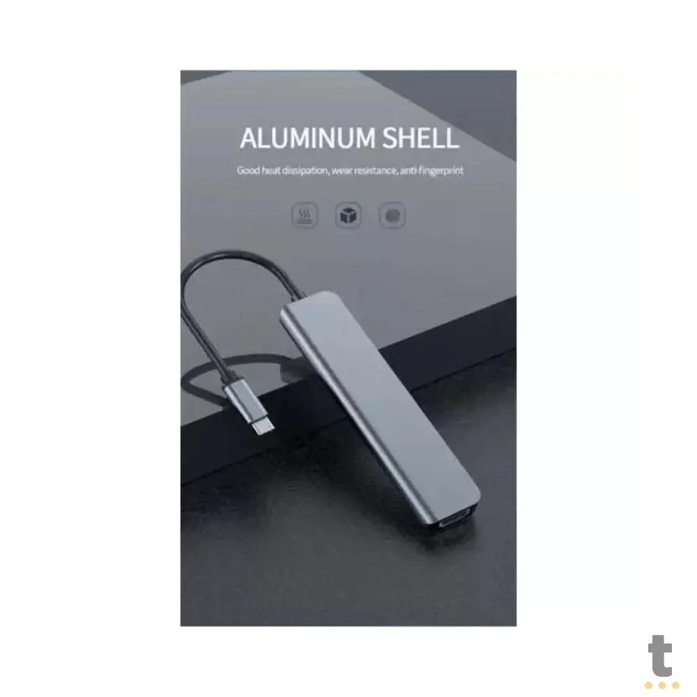 Adaptador Hub USB Tipo C Para Hdmi + 2x USB + Usb Tipo C + Leitor Cartão SD Truedata