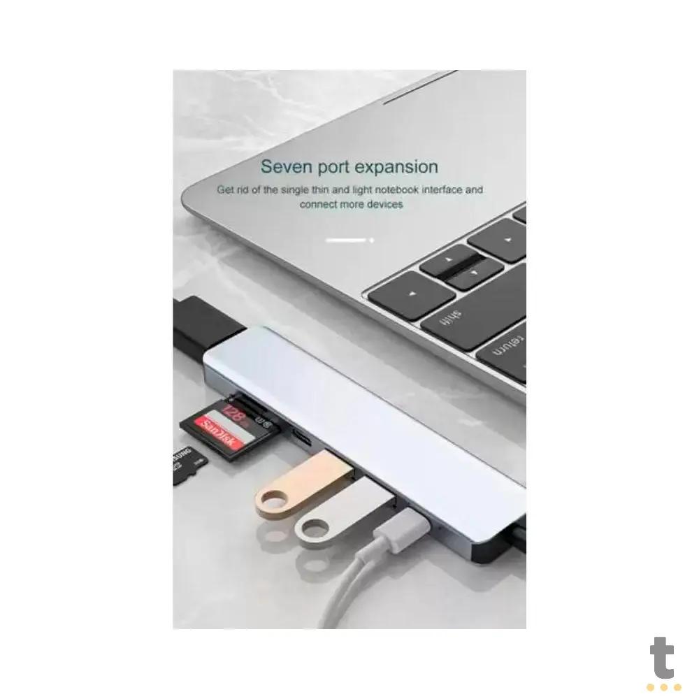 Adaptador Hub USB Tipo C Para Hdmi + 2x USB + Usb Tipo C + Leitor Cartão SD Truedata