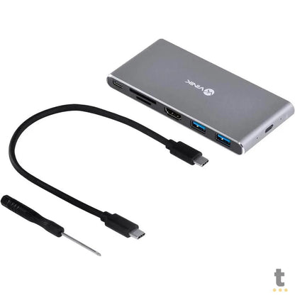 Adaptador Hub USB Tipo C Para Ssd M.2 + Hdmi + 2x USB + Usb Tipo C PD 100w + Leitor Cartão SD Vinik - DSM-5C Truedata