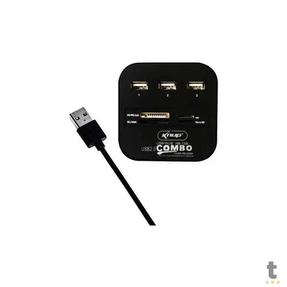 Adaptador Hub Usb 3 Portas + Leitor De Cartão De Memória Knup Hb-T58 Usb 2.0 Truedata