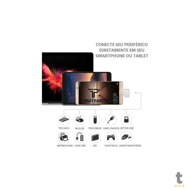 Adaptador Otg Conector Usb Femea Para Micro Usb Macho Conector V8 Truedata