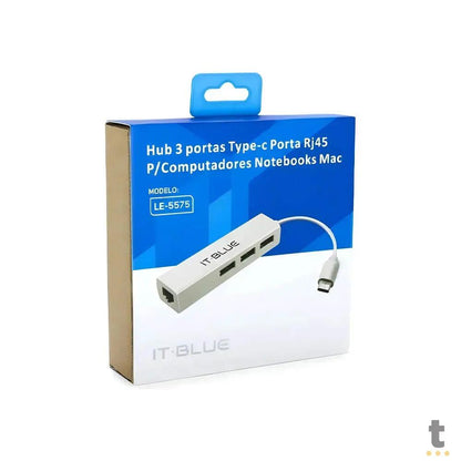 Adaptador USB Tipo C Para RJ-45 + 3 USB 2.0 It Blue - LE-5575 Truedata