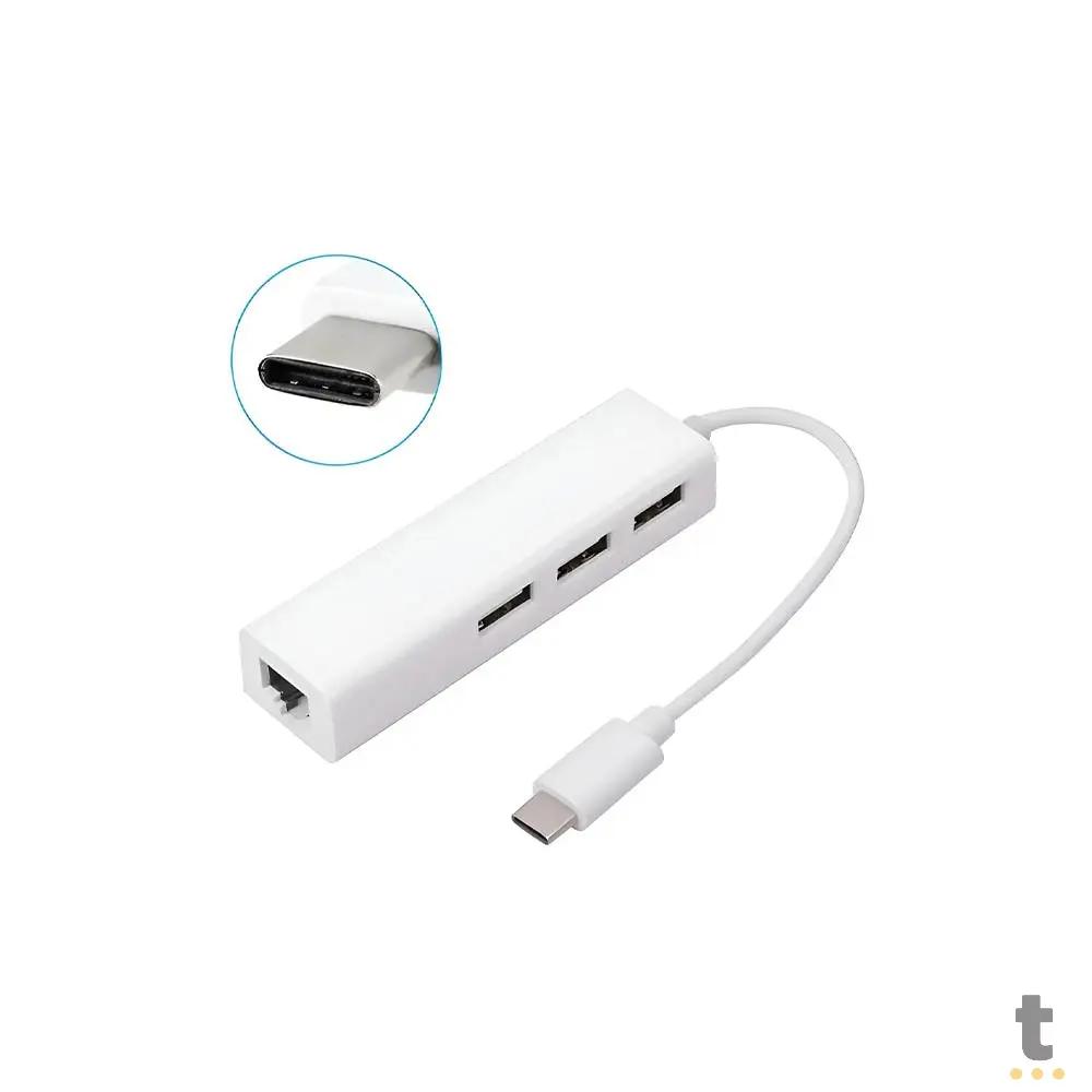Adaptador USB Tipo C Para RJ-45 + 3 USB 2.0 It Blue - LE-5575 Truedata
