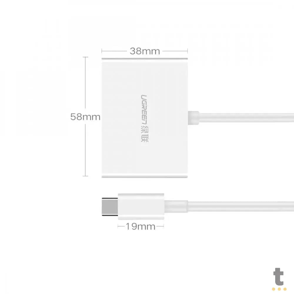 Adaptador Ugreen USB-C para HDMI e VGA MM123 30843 Branco Truedata