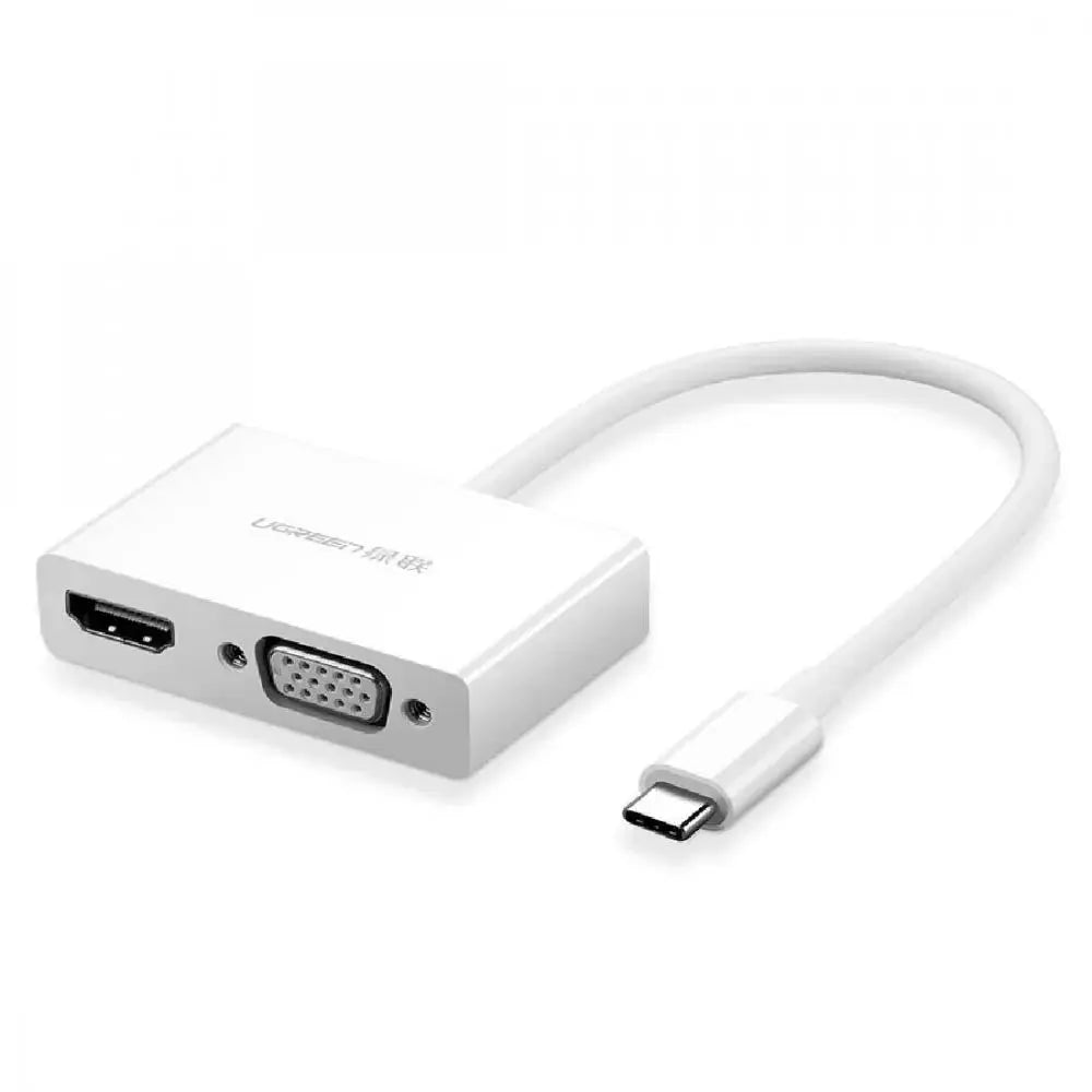 Adaptador Ugreen USB-C para HDMI e VGA MM123 30843 Branco Truedata