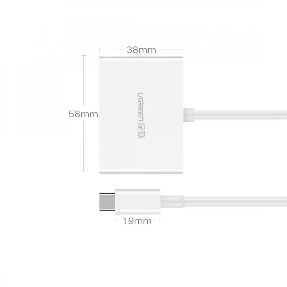 Adaptador Ugreen USB-C para HDMI e VGA MM123 30843 Branco Truedata