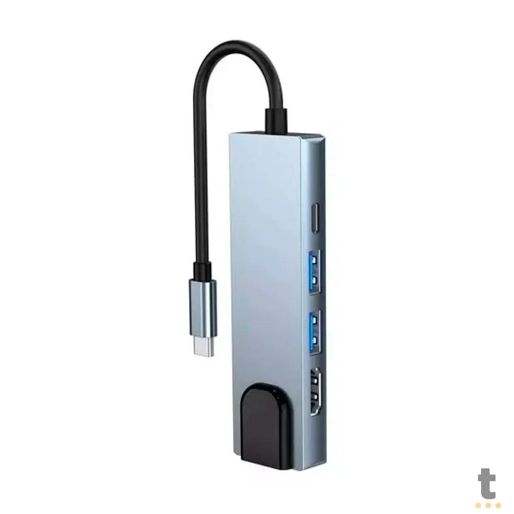 Adaptador Usb Tipo C 6 em 1 Para Rj45 / HDMI / USB 3.0 e USB Tipo C Truedata