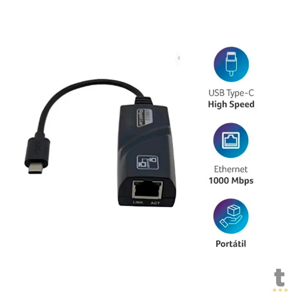 Adaptador Usb Tipo C Para Rj45 10/100/1000 Gigabit Multi - WI423 Truedata