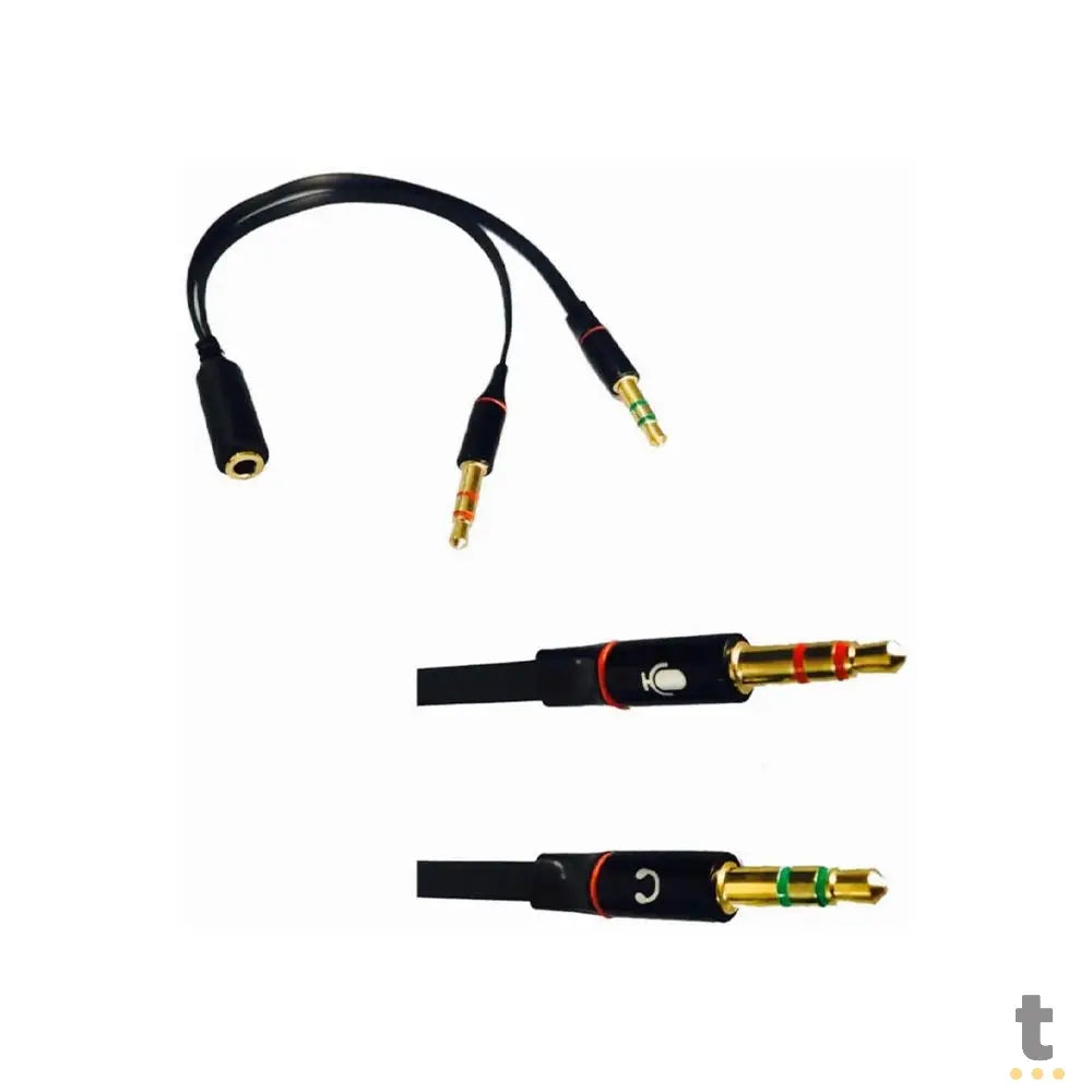 Adaptador de Som 1 P3 Macho para 2 P2 Femea - G-002 Truedata