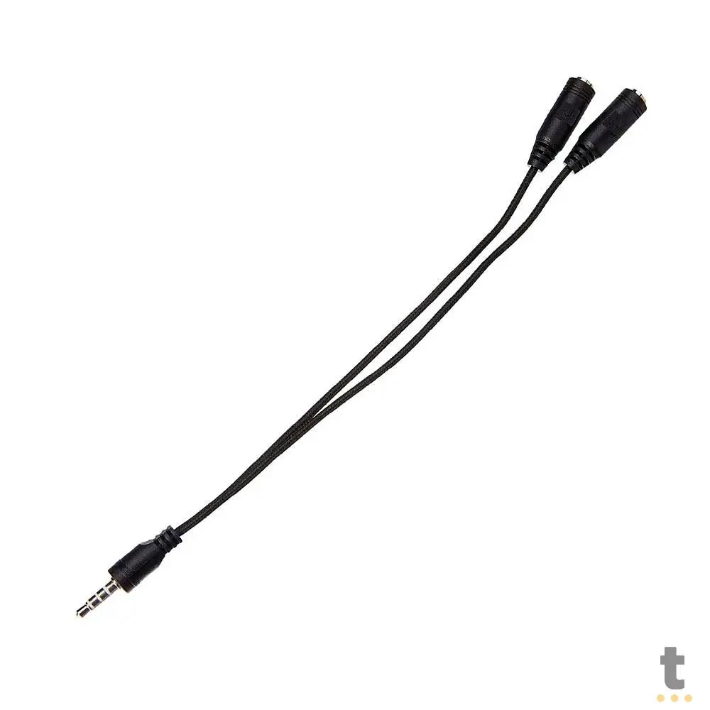Adaptador de Som 2 P2 Fêmea para 1 P3 Macho Multilaser Preto - WI409 Truedata