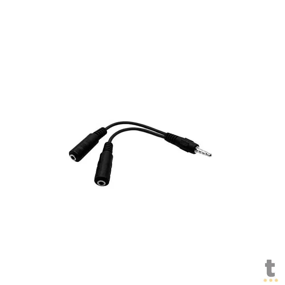 Adaptador de Som 2 P2 Fêmea para 1 P3 Macho Multilaser Preto - WI409 Truedata