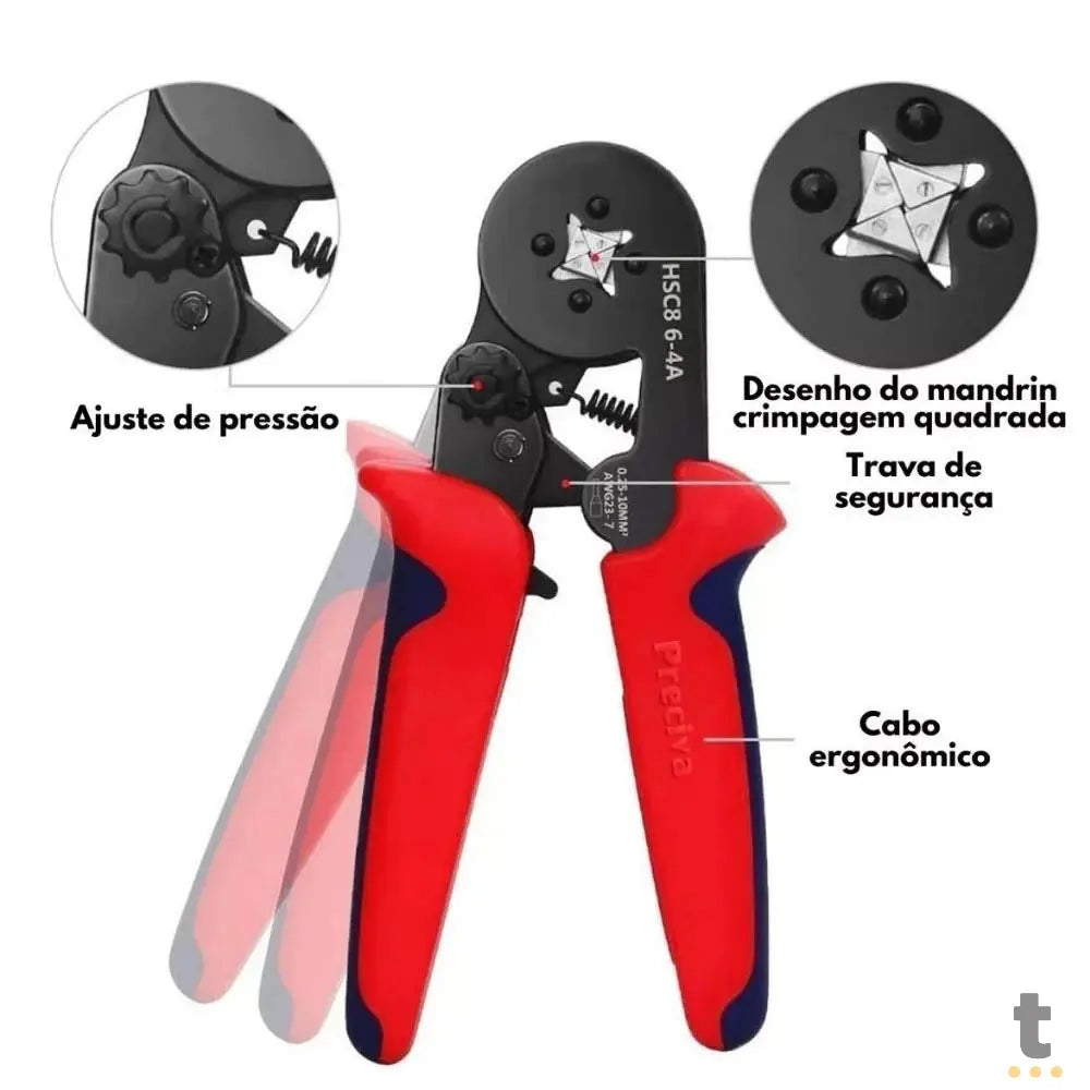 Alicate De Crimpagem C/ 1200 Terminais Ilhos Tubulares - LXB-6BQZT Truedata