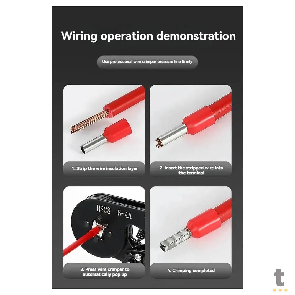 Alicate De Crimpagem C/ 1200 Terminais Ilhos Tubulares - LXB-6BQZT Truedata