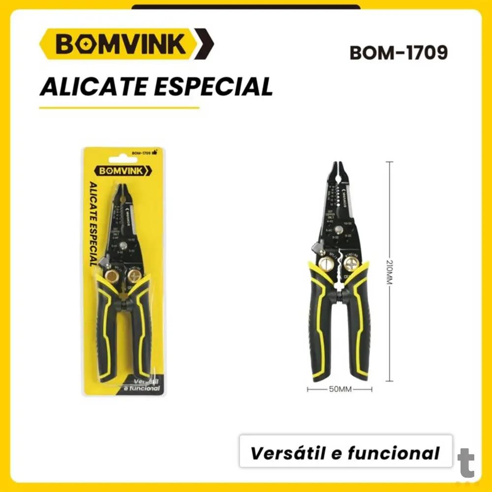 Alicate Decapador Multifuncional Eletricista Cortar Enrolar e Separar Fios BomVink - BOM-1709 Truedata