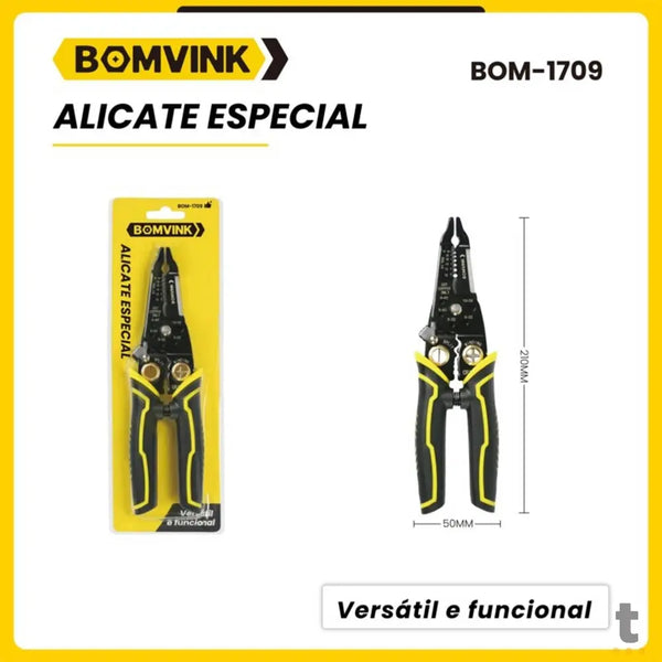 Alicate Decapador Multifuncional Eletricista Cortar Enrolar e Separar Fios BomVink - BOM-1709
