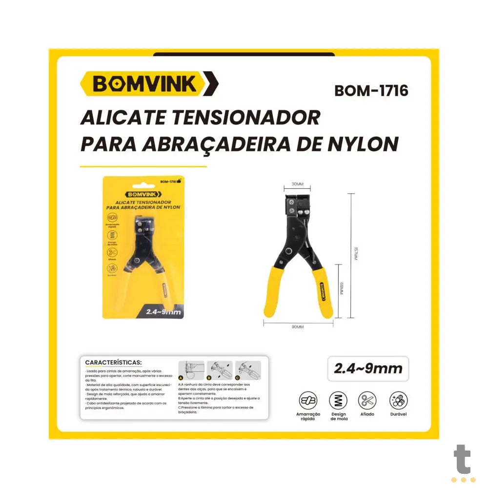 Alicate Tensionador P/ Abraçadeira de Nylon BomVink - BOM-1716 Truedata