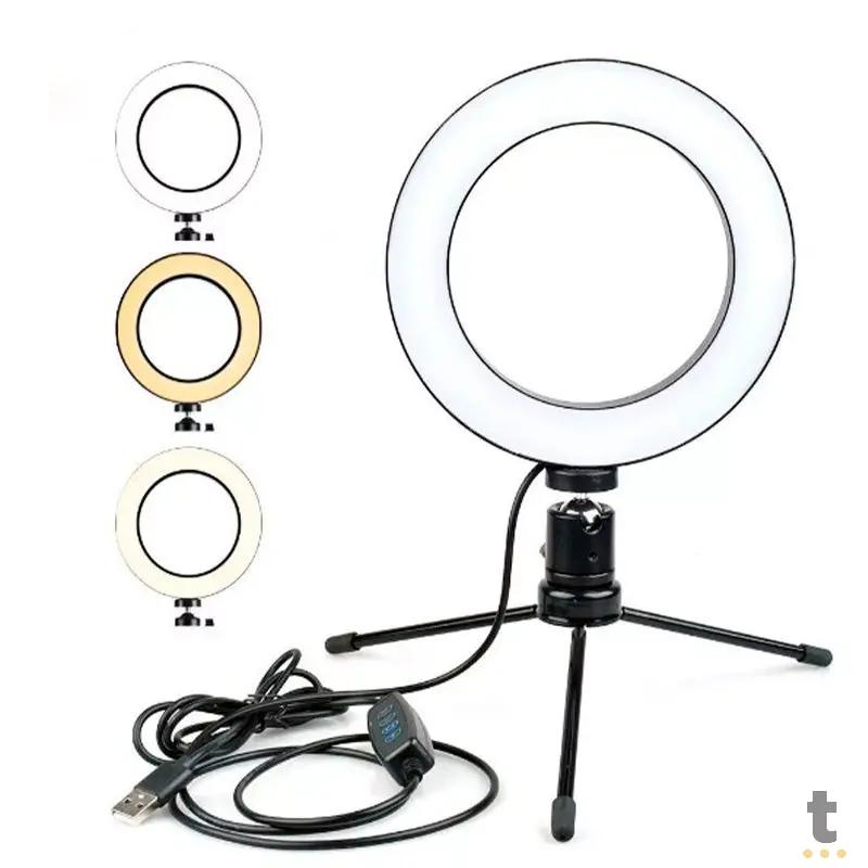 Anel De Luz Ring Light Led Usb Com Tripe 16cm Maquiagem Foto Video Truedata
