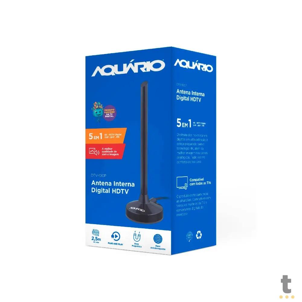Antena Interna para HDTV VHF/UHF/FM/4K 2.5m Aquario - DTV-100P Truedata