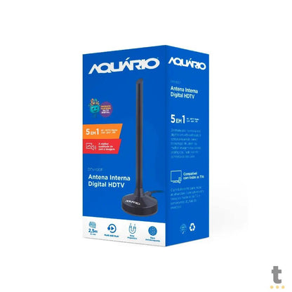 Antena Interna para HDTV VHF/UHF/FM/4K 2.5m Aquario - DTV-100P Truedata