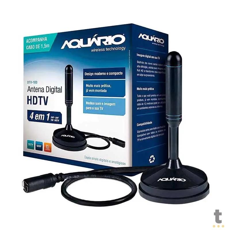 Antena Interna para HDTV Vhf/Uhf/FM/HDTV 2.5m Aquario - DTV-100 Truedata