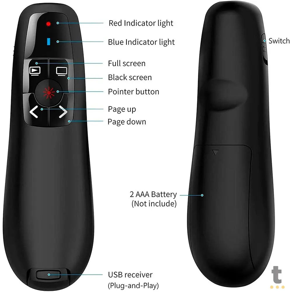 Apresentador Sem Fio Wireless Laser Pointer Clicker 2.4GHz - Fenlan Truedata