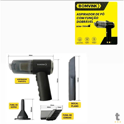 Aspirador de Pó  Portátil Dobrável Sem Fio 1200Mah 50W Bomder - BOM-7004