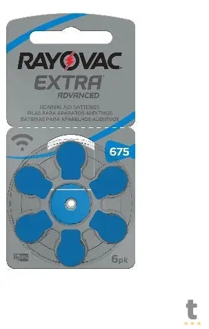 Bateria para Aparelho Auditivo Rayovac Tam. 675 C/ 6 - 675AUX-6XEBRA