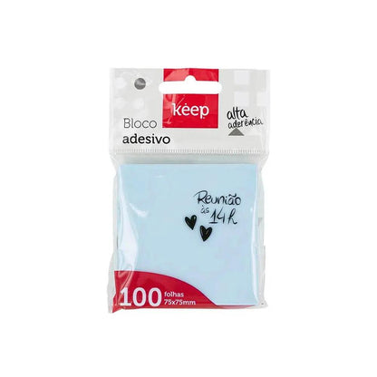 Bloco Adesivo 75x75mm Azul 100 Folhas Keep - EI019 Truedata