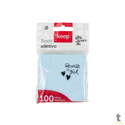 Bloco Adesivo 75x75mm Azul 100 Folhas Keep - EI019