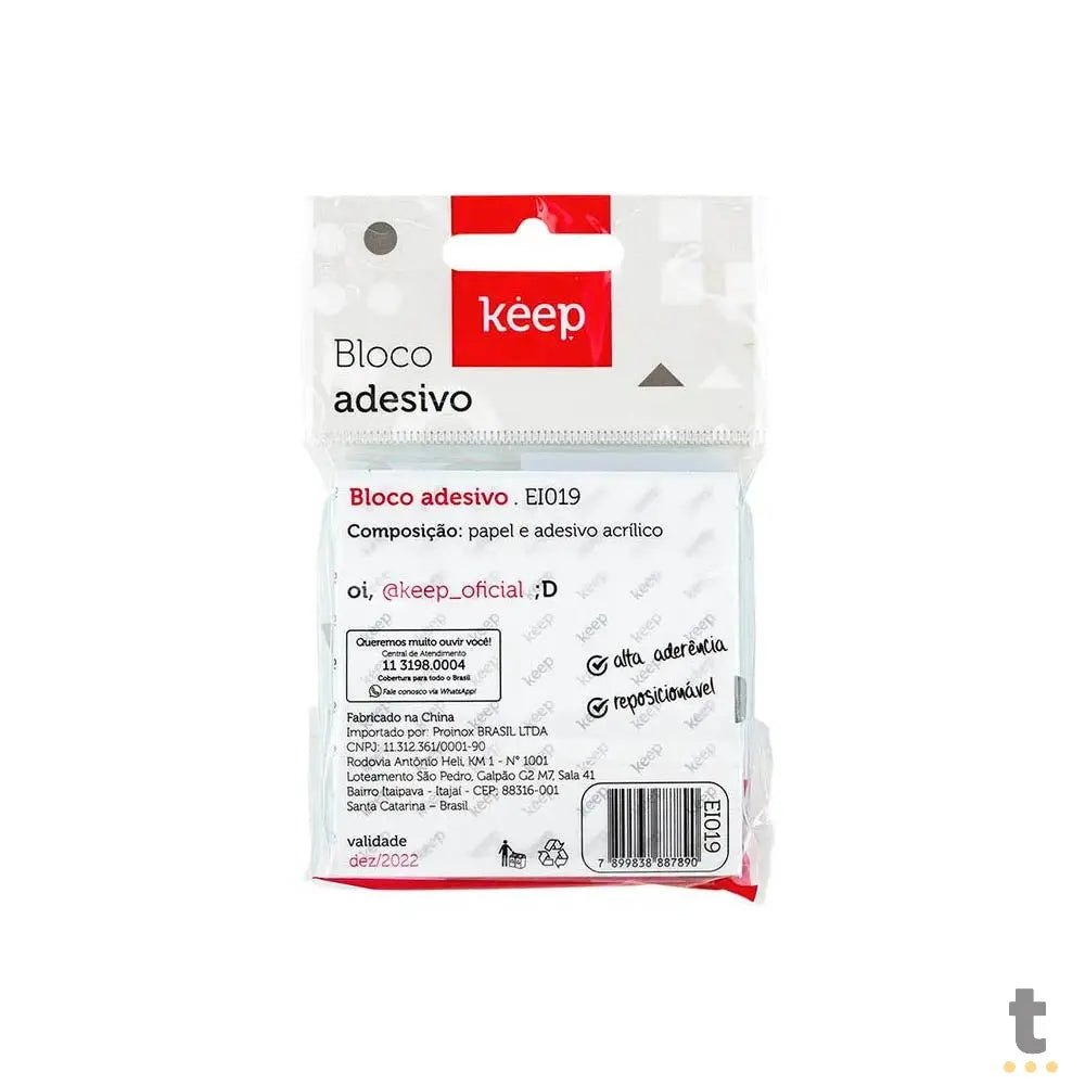 Bloco Adesivo 75x75mm Azul 100 Folhas Keep - EI019 Truedata