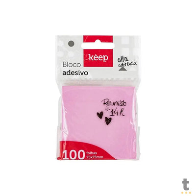 Bloco Adesivo 75x75mm Rosa 100 Folhas Keep - EI021