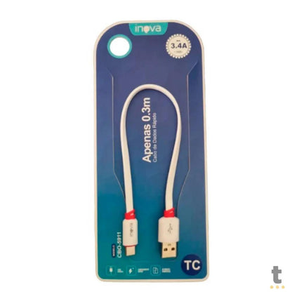Cabo Adaptador Otg USB Fêmea Para Tipo C Macho 0,3m Inova 3.4A Branco - CBO-5911 Truedata