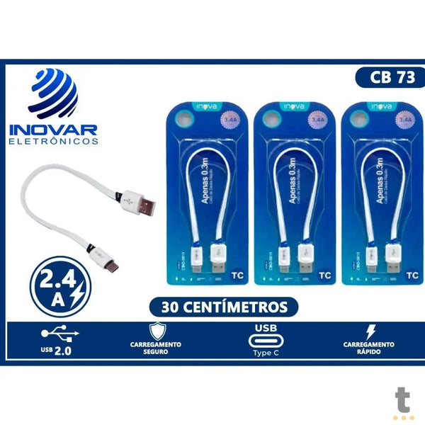 Cabo Adaptador Otg USB Fêmea Para Tipo C Macho 0,3m Inova 3.4A Branco - CBO-5911