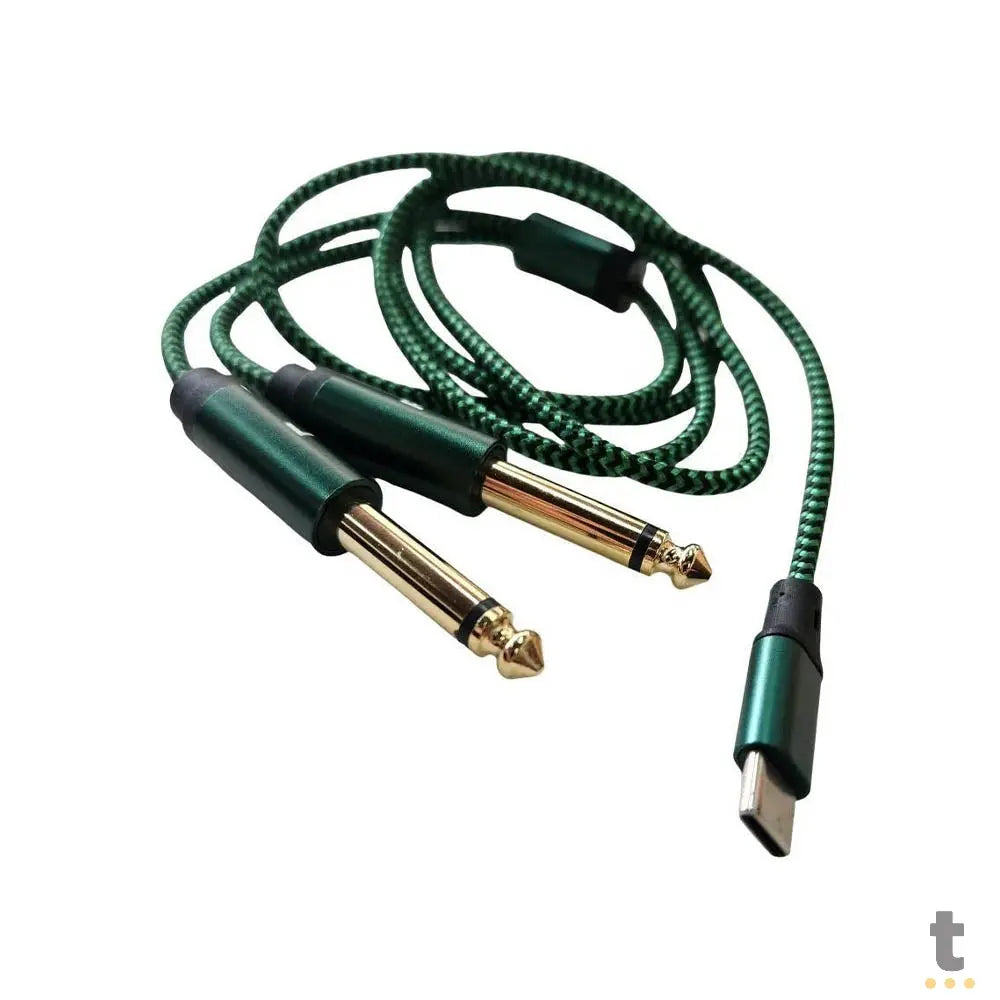 Cabo Adaptador de Audio USB Tipo C Macho P/ 2x 6.35mm Auxiliar Macho Tomate - MCB-044 Truedata