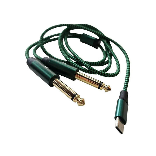 Cabo Adaptador de Audio USB Tipo C Macho P/ 2x 6.35mm Auxiliar Macho Tomate - MCB-044