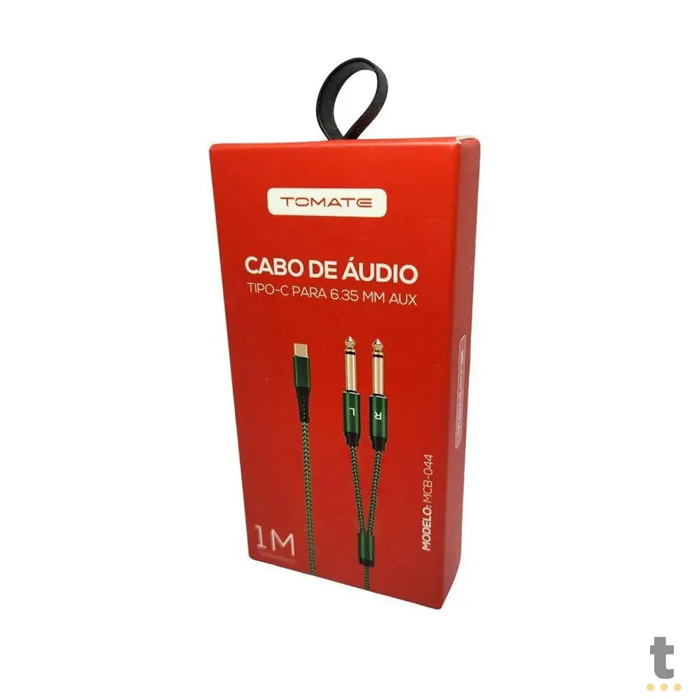 Cabo Adaptador de Audio USB Tipo C Macho P/ 2x 6.35mm Auxiliar Macho Tomate - MCB-044 Truedata