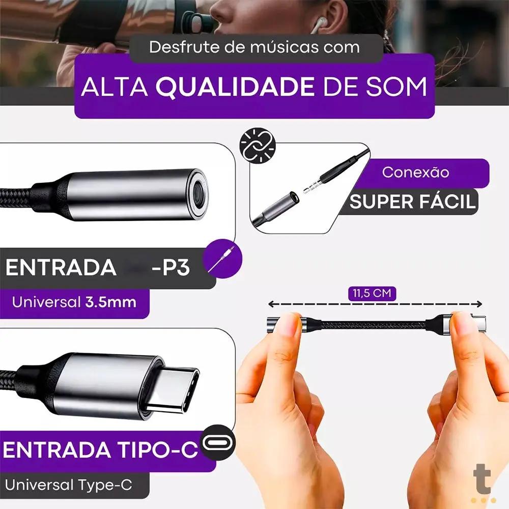 Cabo Adaptador de Som P3 Femea Para USB Tipo C aGold - CBA-16 Truedata