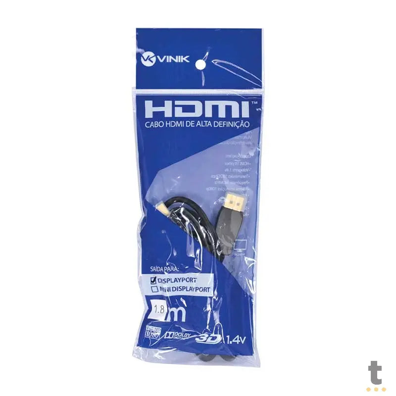 Cabo Displayport Macho P/ HDMI Macho 1.8m Truedata