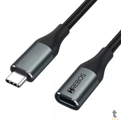Cabo Extensor USB Tipo C 3.1 Macho / Femea P/ Dados, Carga e Video 4K 60Hz 1m Truedata