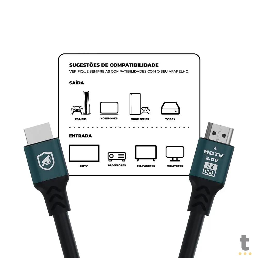 Cabo HDMI Macho 2.0 GShield Survivor 2m Preto - GS-9023 Truedata