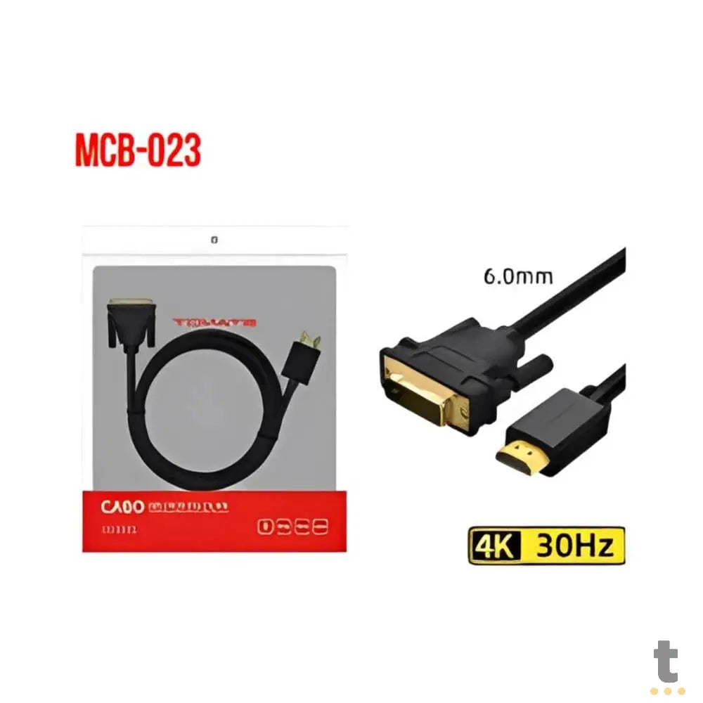 Cabo HDMI Macho P/ DVI Macho 24+1 Tomate 1.5m - MCB-023 Truedata