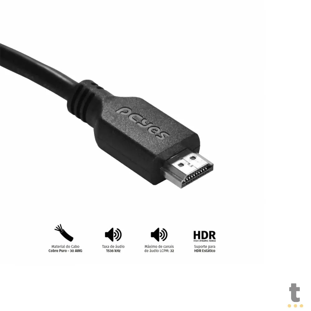 Cabo Hdmi 1mt 4k PCYes - PHM20-1 Truedata