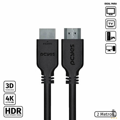Cabo Hdmi 2mt 4k PCYes - PHM20-2 Truedata