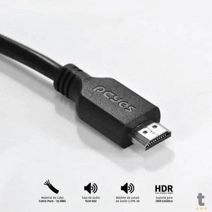 Cabo Hdmi 3mt 4k PCYes - PHM20-3 Truedata