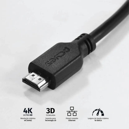 Cabo Hdmi 3mt 4k PCYes - PHM20-3 Truedata