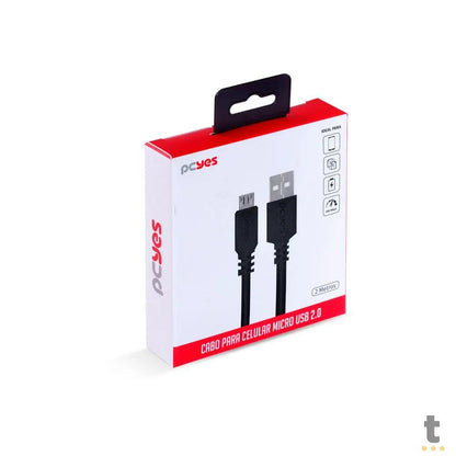Cabo Para Celular Micro Usb Para Usb 2.0 2mt PCYes Preto - PMUAP-2 Truedata