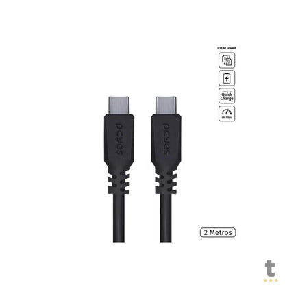 Cabo Para Celular Usb Tipo C Para Usb Tipo C 2mt PCYes - PUCP-02 Truedata
