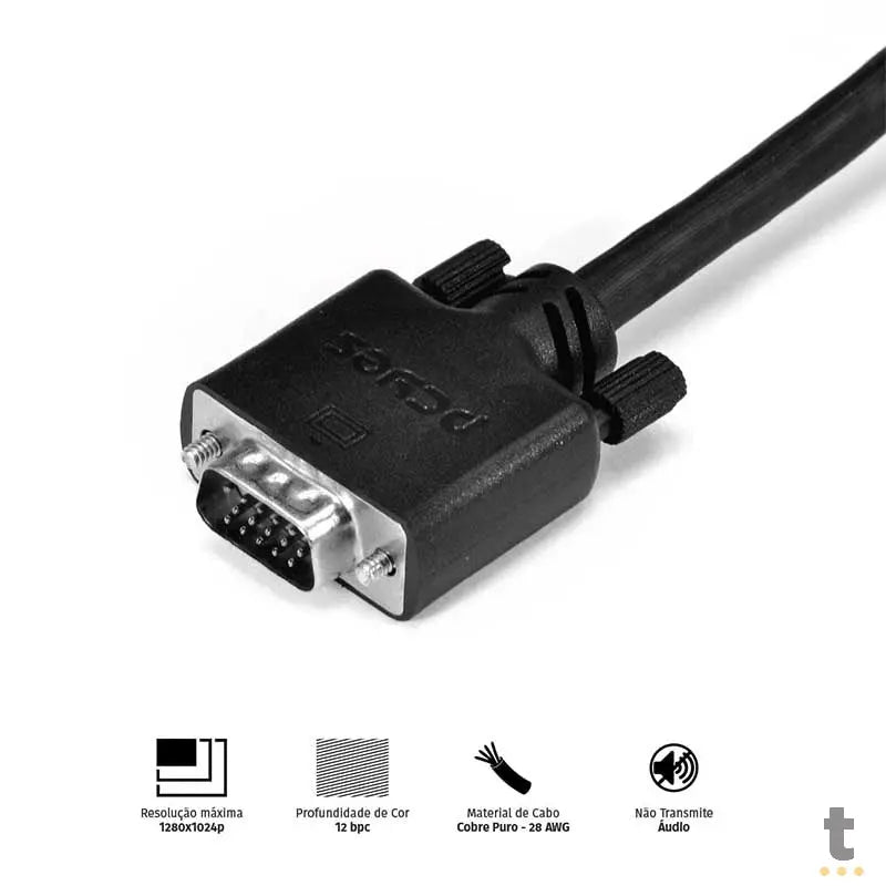 Cabo Para Monitor Vga 3mt PCYes - PVM15-3 Truedata