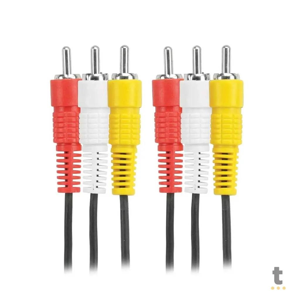 Cabo Rca 3x3 (Vermelho Branco E Amarelo) Video Composto - 2 mts Truedata