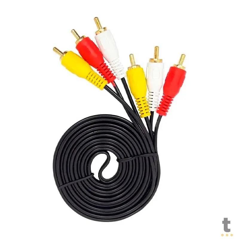 Cabo Rca 3x3 (Vermelho Branco E Amarelo) Video Composto - 3mt Truedata